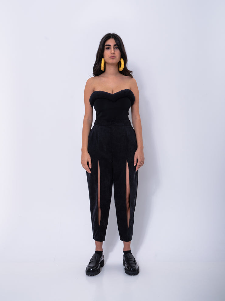 Velvet Peg Black Trousers