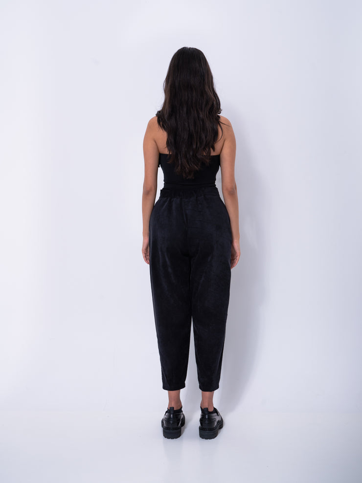 Velvet Peg Black Trousers