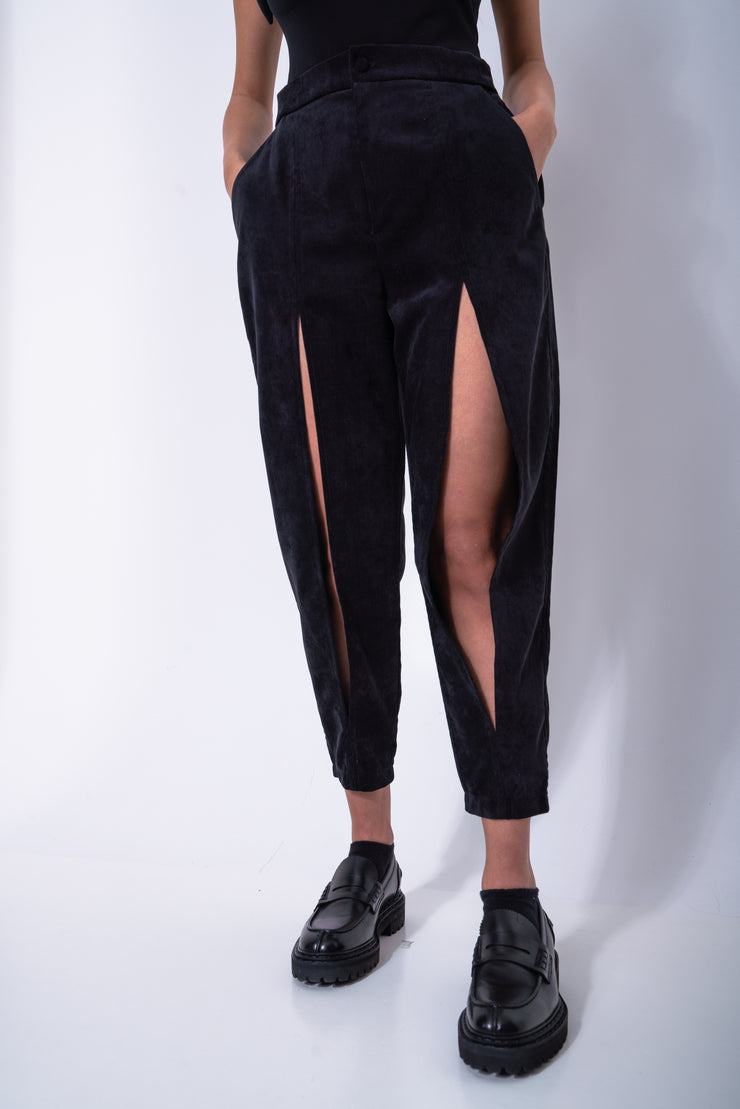 Velvet Peg Black Trousers