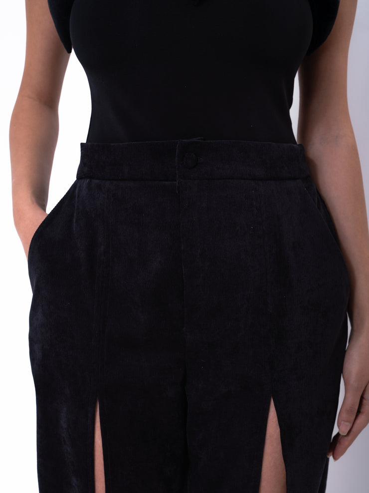 Velvet Peg Black Trousers