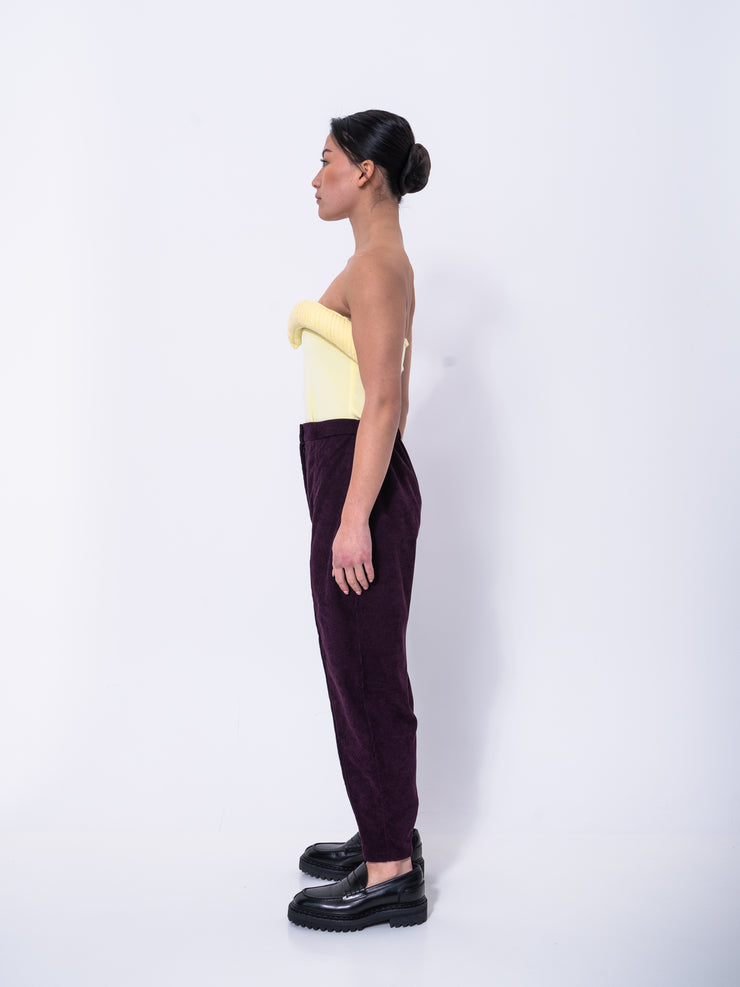 Velvet Peg Trousers Purple