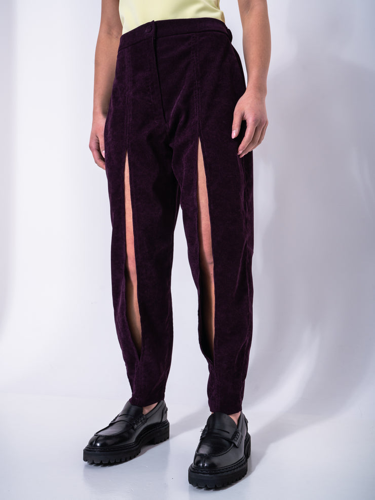 Velvet Peg Trousers Purple